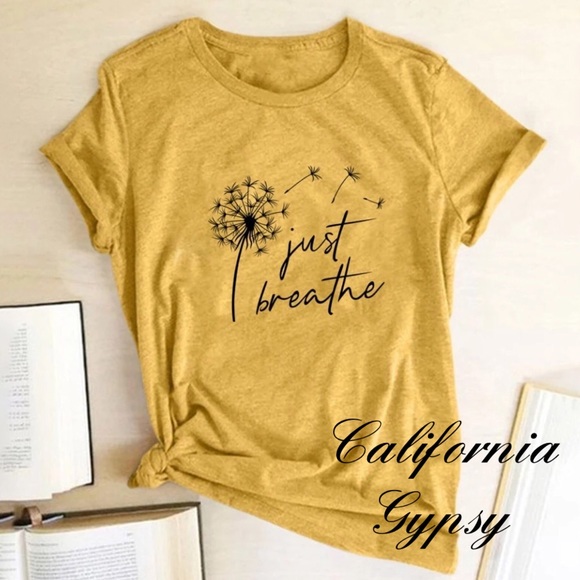 Dandelion Just Breathe Boho T-shirt - Picture 2 of 4